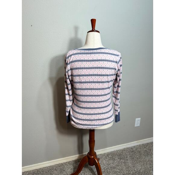 Victoria Secret sleep set pink & gray stripe long sleeve v neck loose comfy Sz M - Picture 5 of 11